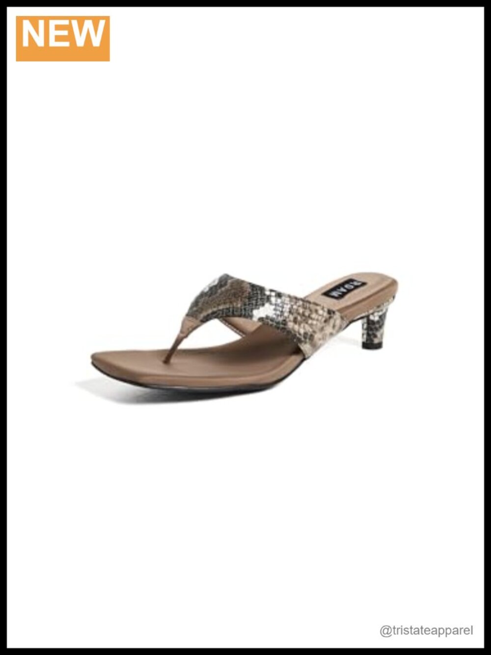 Faux Leather Kitten Heel Sandals Snake Embossed Cushioned Footbed